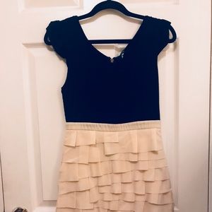 Forever 21 Black/cream ruffled dress