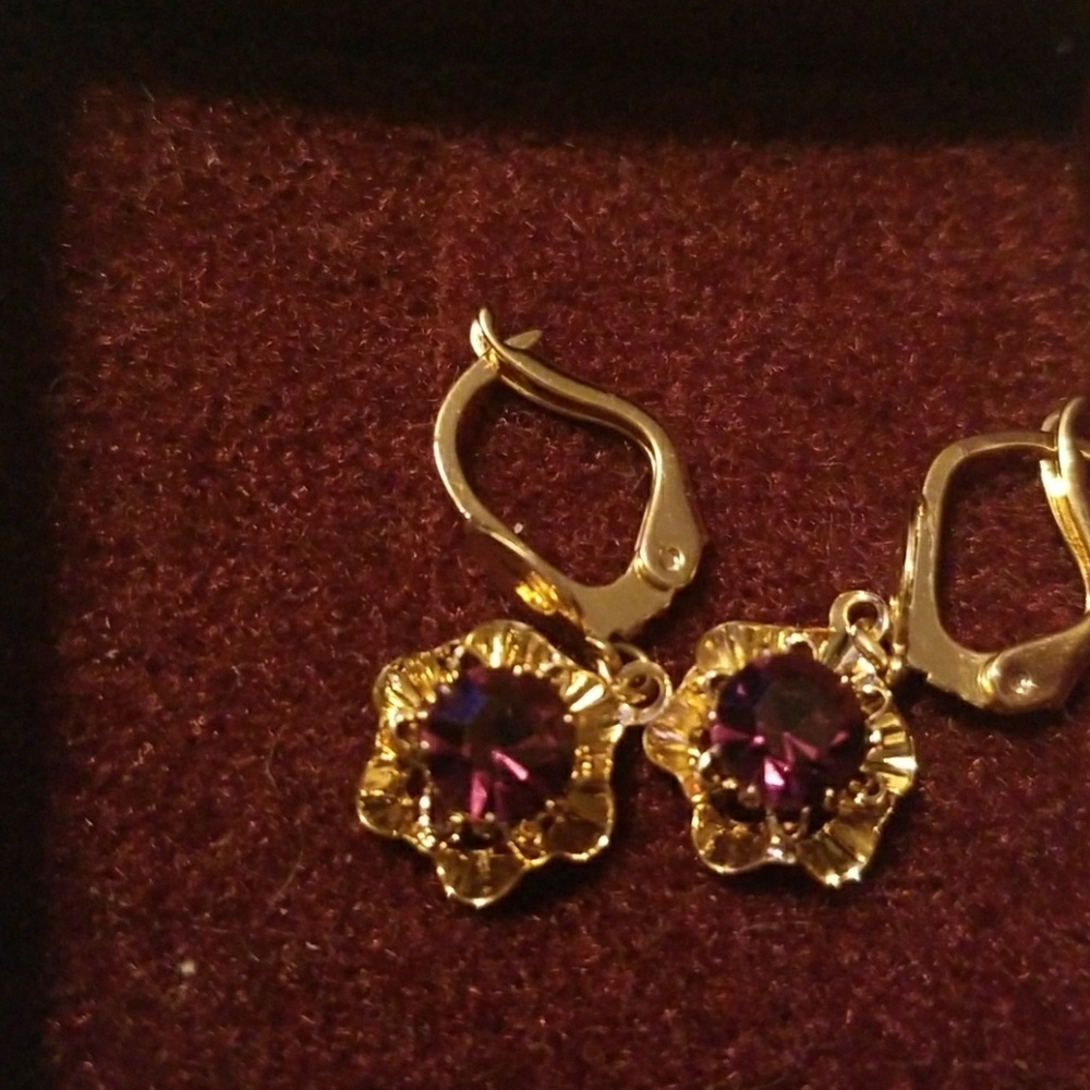 Maroon Gem Earrings
