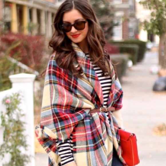 Plaid Oversized Blanket Scarf - Picture 2 of 4