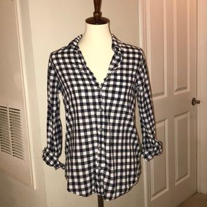 Jcrew navy and white gingham button down