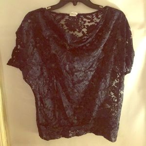 Sheer navy blue lace top