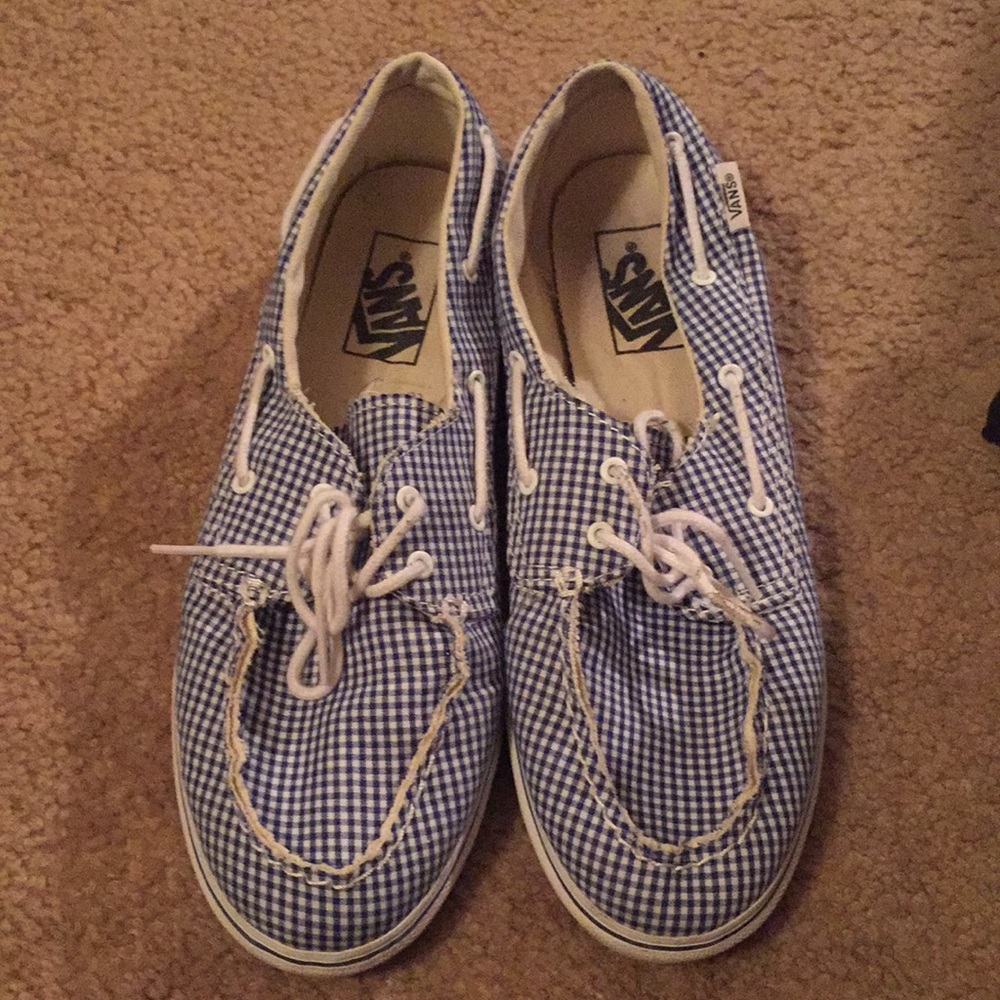 Blue and white checkered vans