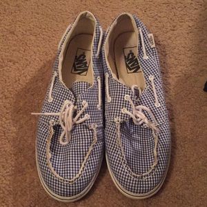 Blue and white checkered vans