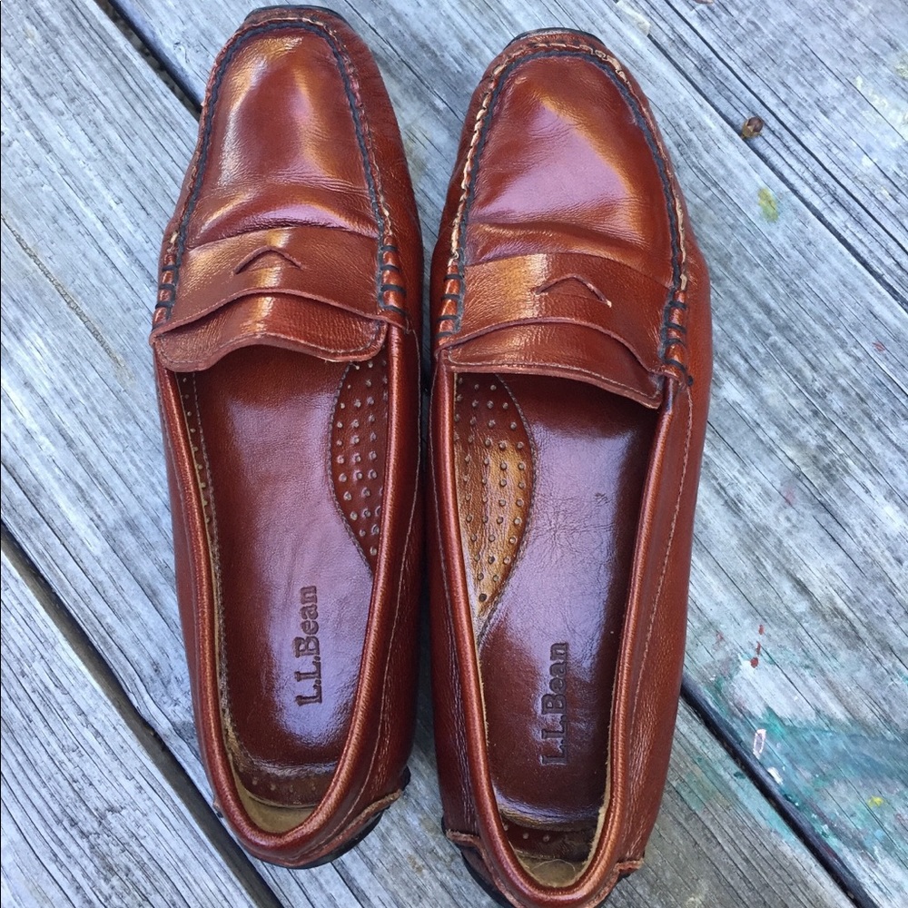 L.L. Bean Cognac Leather Driving Moccasins