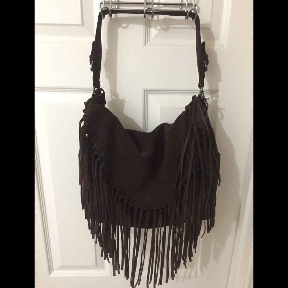Like New Sorial Brown Suede “Fringe” Handbag