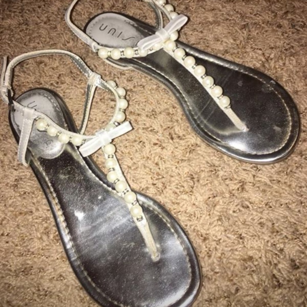 silver pearl sandals!