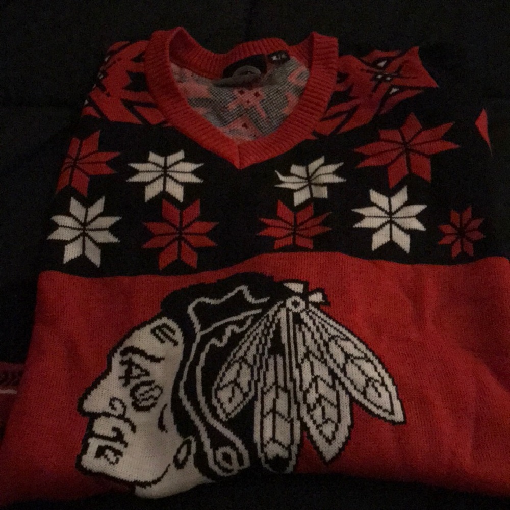 A Chicago Blackhawks Ugly Sweater