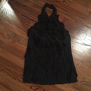 BCBG Black Ruffle Halter Top Sz Small