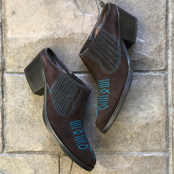 Texas Brown Western Closed Toe Embroider Mule Clog - Picture 5 of 7