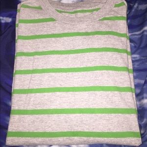 Grey and green stripped tee
