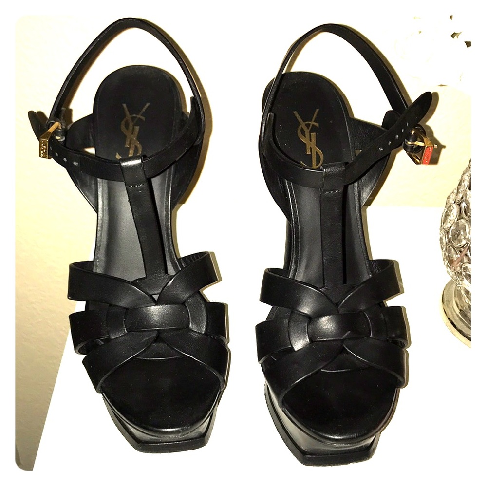 YSL / Saint Laurent Nero Tribute Sandal leather