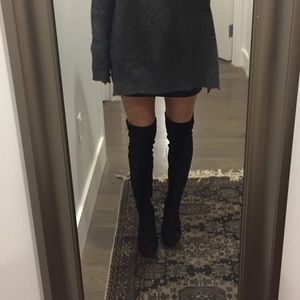 Black Over the Knee Boots - Suede