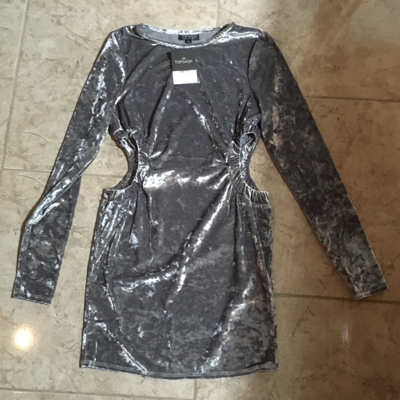 Last chance! TOPSHOP Crushed Velvet Cut Out Dress - Picture 6 of 8