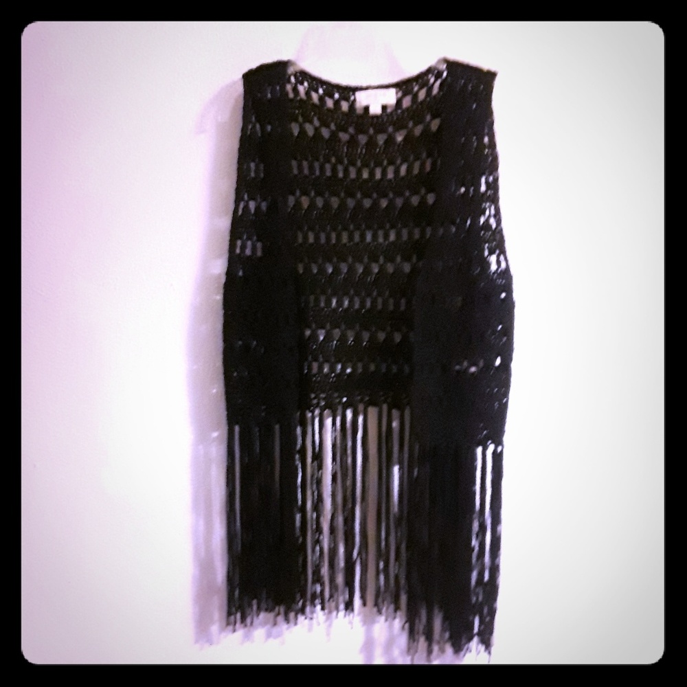 Umgee Crochet Vest with Fringe