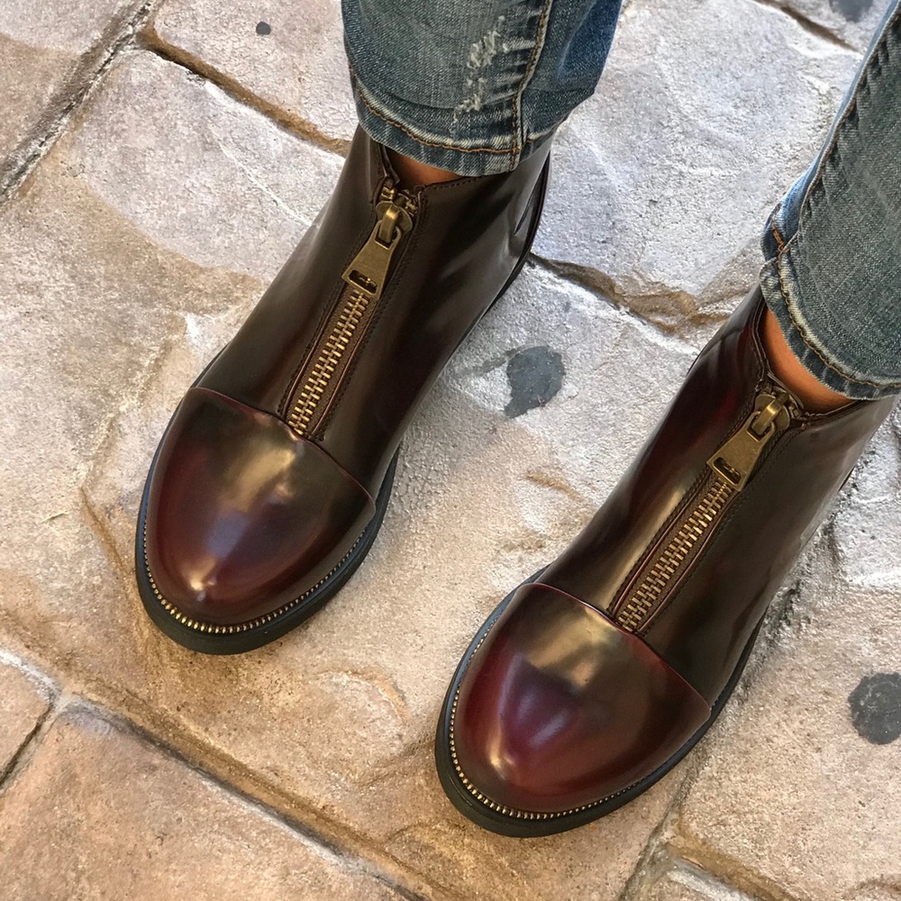 Burgundy Wine Zipper Rugged Boyfriend Creeper Boot - Picture 2 of 8