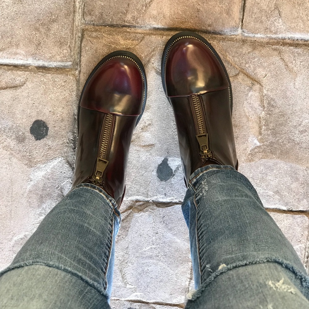 Burgundy Wine Zipper Rugged Boyfriend Creeper Boot - Picture 8 of 8