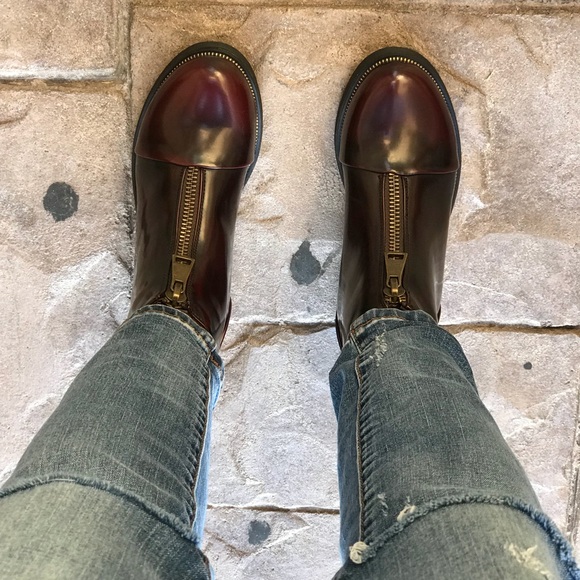 Burgundy Wine Zipper Rugged Boyfriend Creeper Boot - Picture 6 of 8