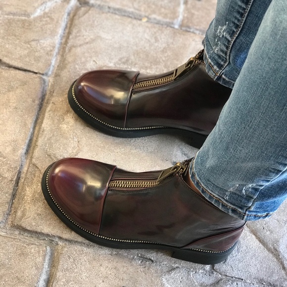 Burgundy Wine Zipper Rugged Boyfriend Creeper Boot - Picture 7 of 8