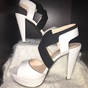 Guess black and white heels