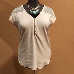 Express Ivory Blouse with Net Shoulder and Zipper