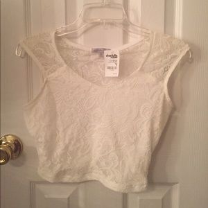 Charlotte Russe White Lace Crop Top (size:Medium)