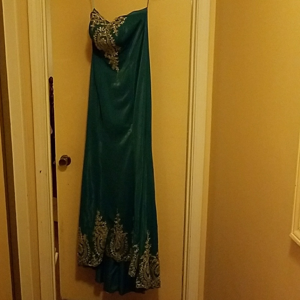 Vivian's bridal hand made teal evening dress