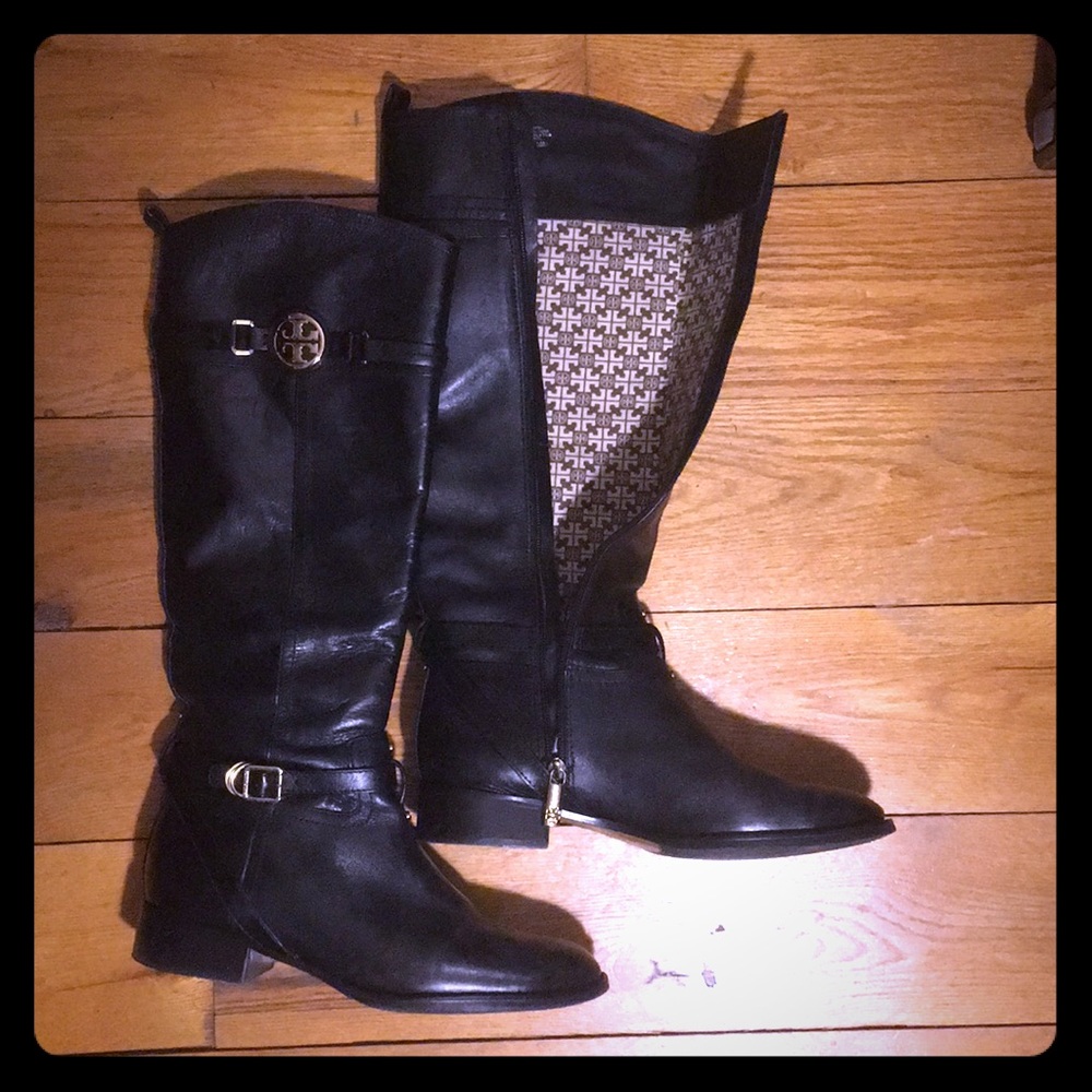 Tory Burch Nadine Riding Boot in Black Leather