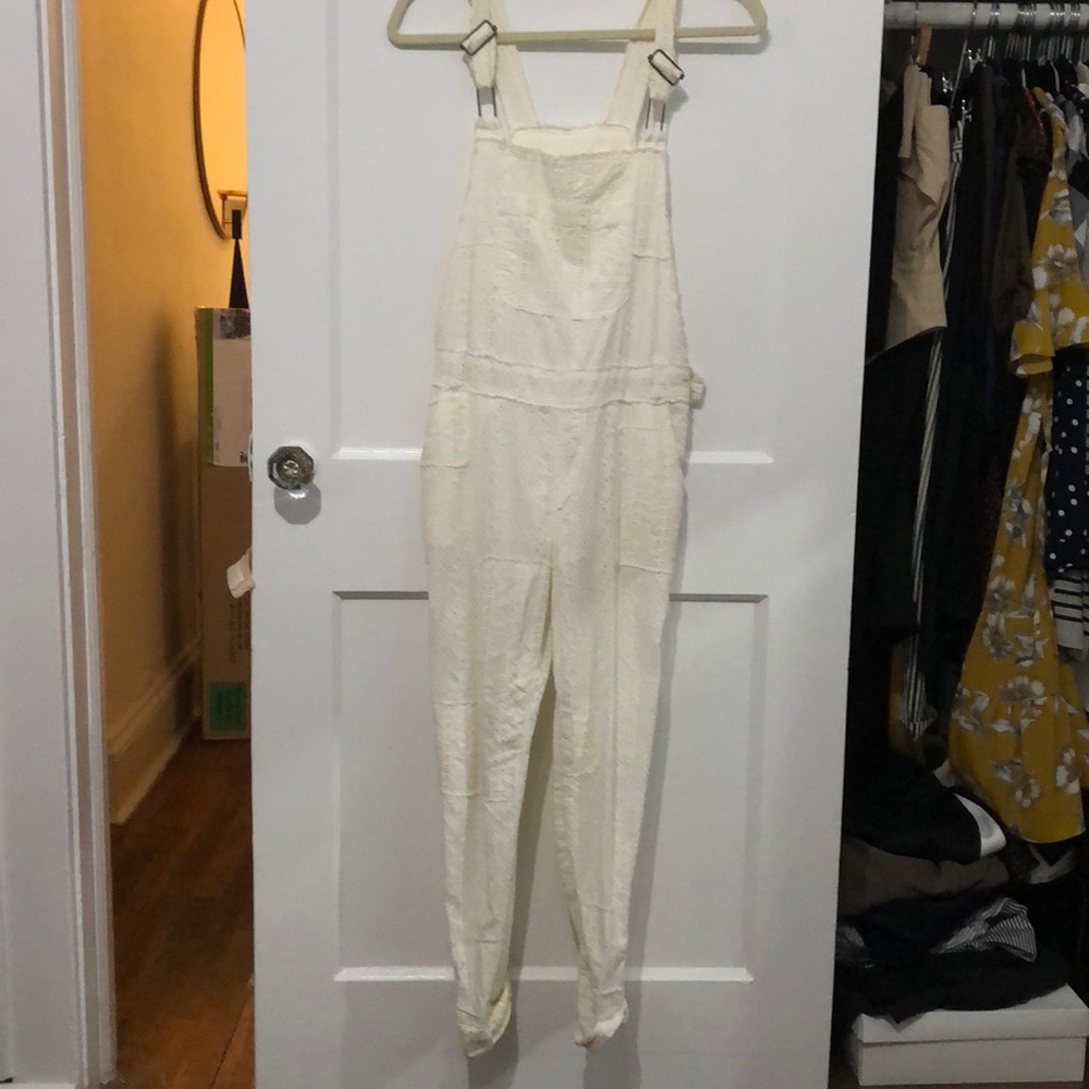 Free People White Eyelet Lace Overall