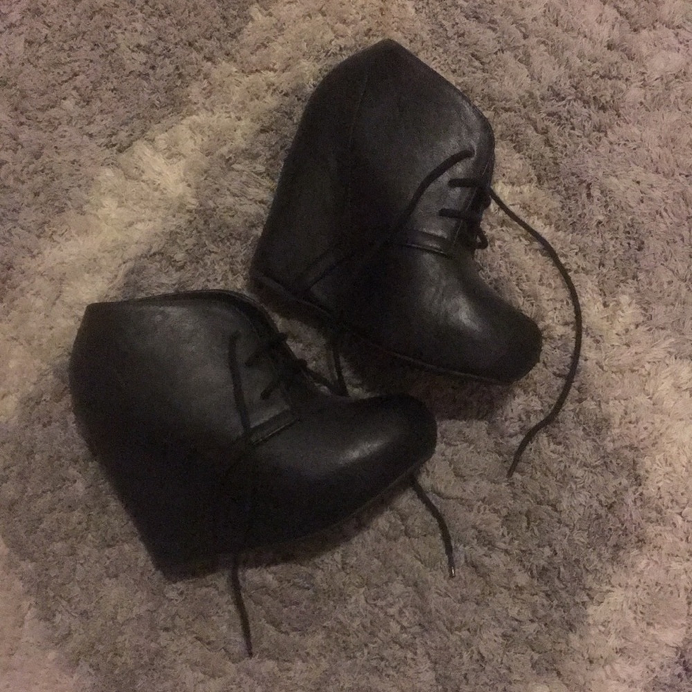 Charlotte Russe Black Leather Wedge