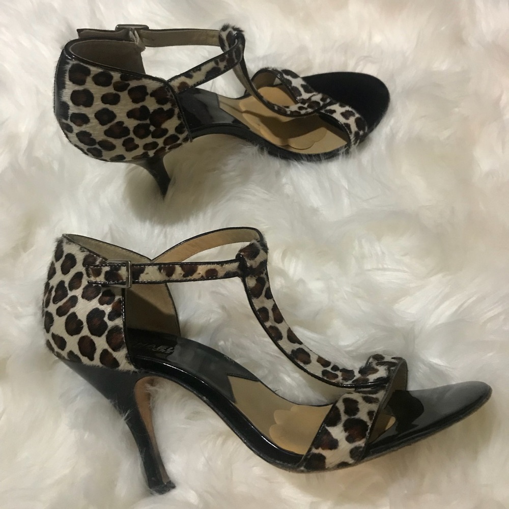 Michael Kors Leopard Print T strap heels