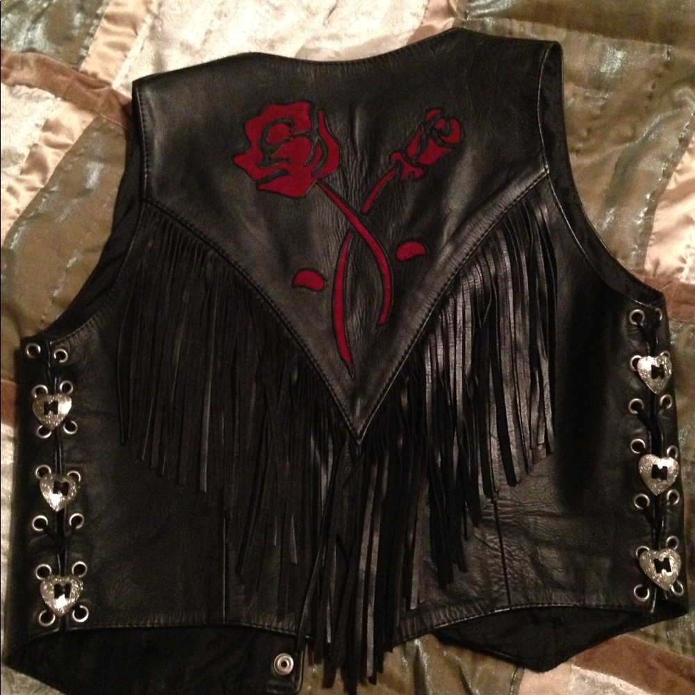 Leather fringe vest
