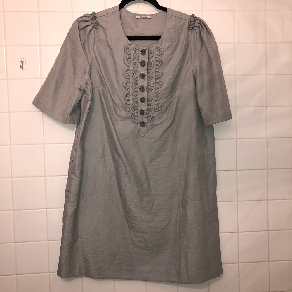 MISS ME | Metallic tunic dress w/ beaded detail