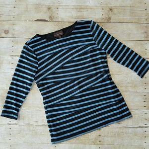 Dana Buchman blue striped blouse