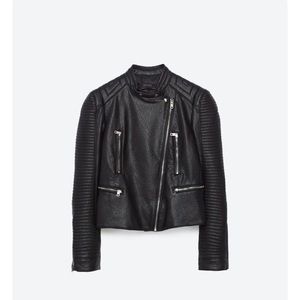 ZARA LEATHER EFFECT JACKET black XS