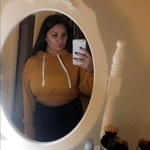 Mustard yellow cropped hoodie