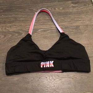 Pink halter top sports bra