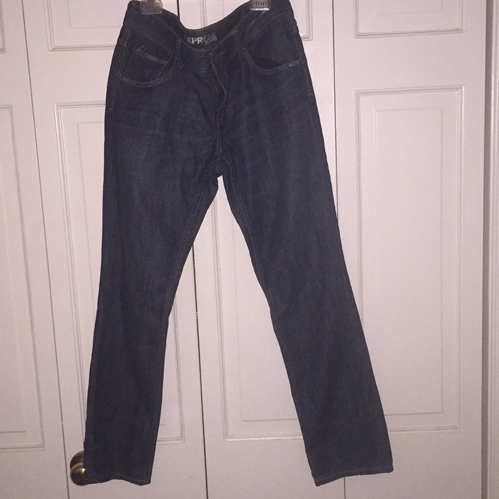 Mid rise bootleg express jeans.