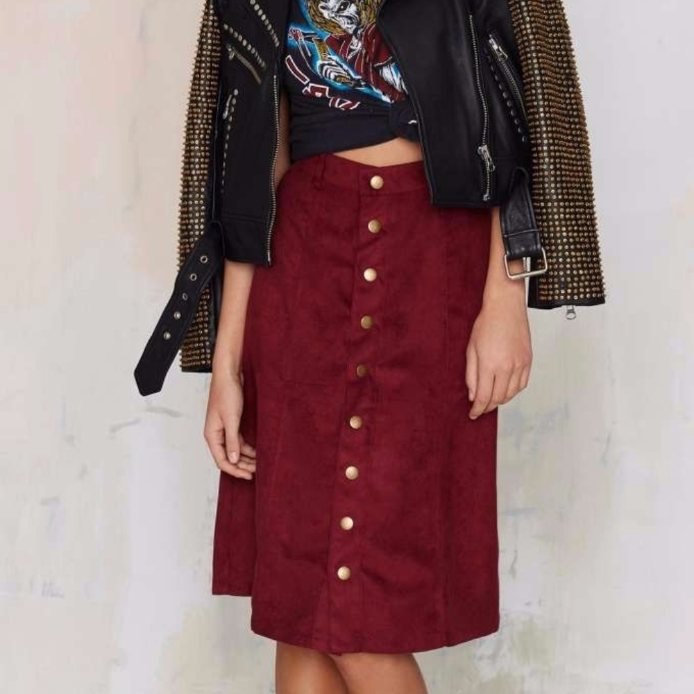 NWOT- faux suede midi skirt