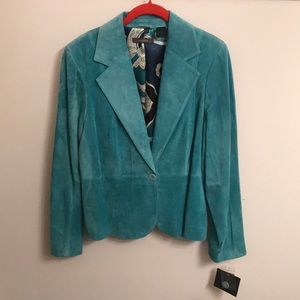LIZ CLAIBORNE Aqua 100% Suede Blazer