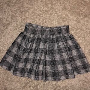 Salt and pepper plaid mini pleated circle skirt