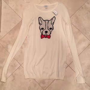 OLD NAVY WHITE FRENCHIE LONG SLEEVE SWEATER