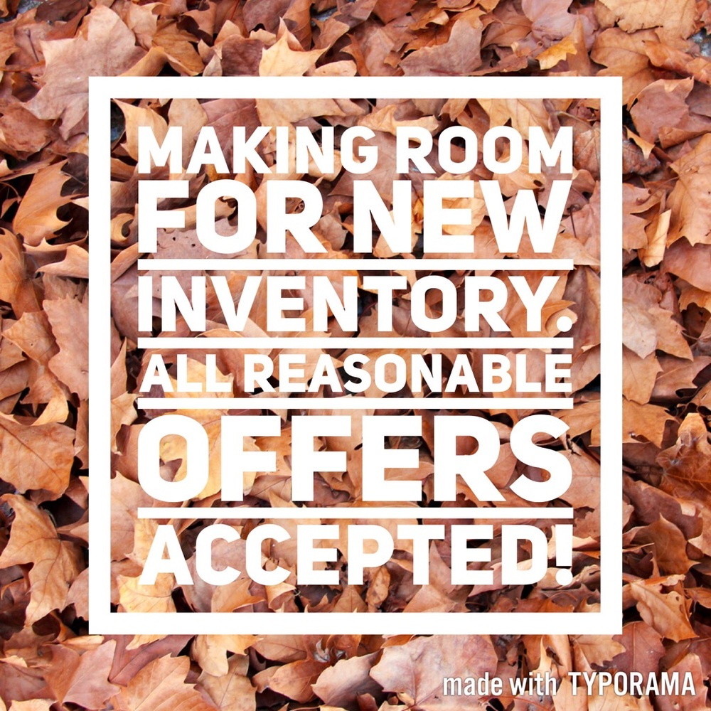 All reasonable offers are accepted!