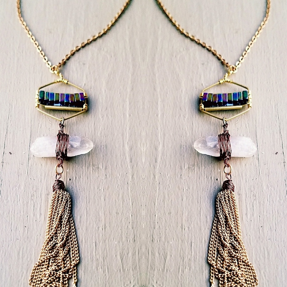 "Ebulent Energy"- Solid Brass Hematite Neckalace