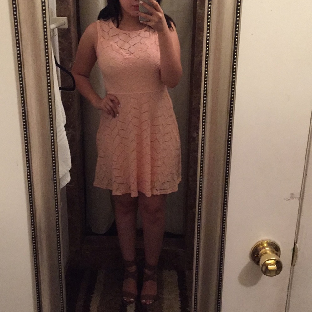 Blush pink lace dress