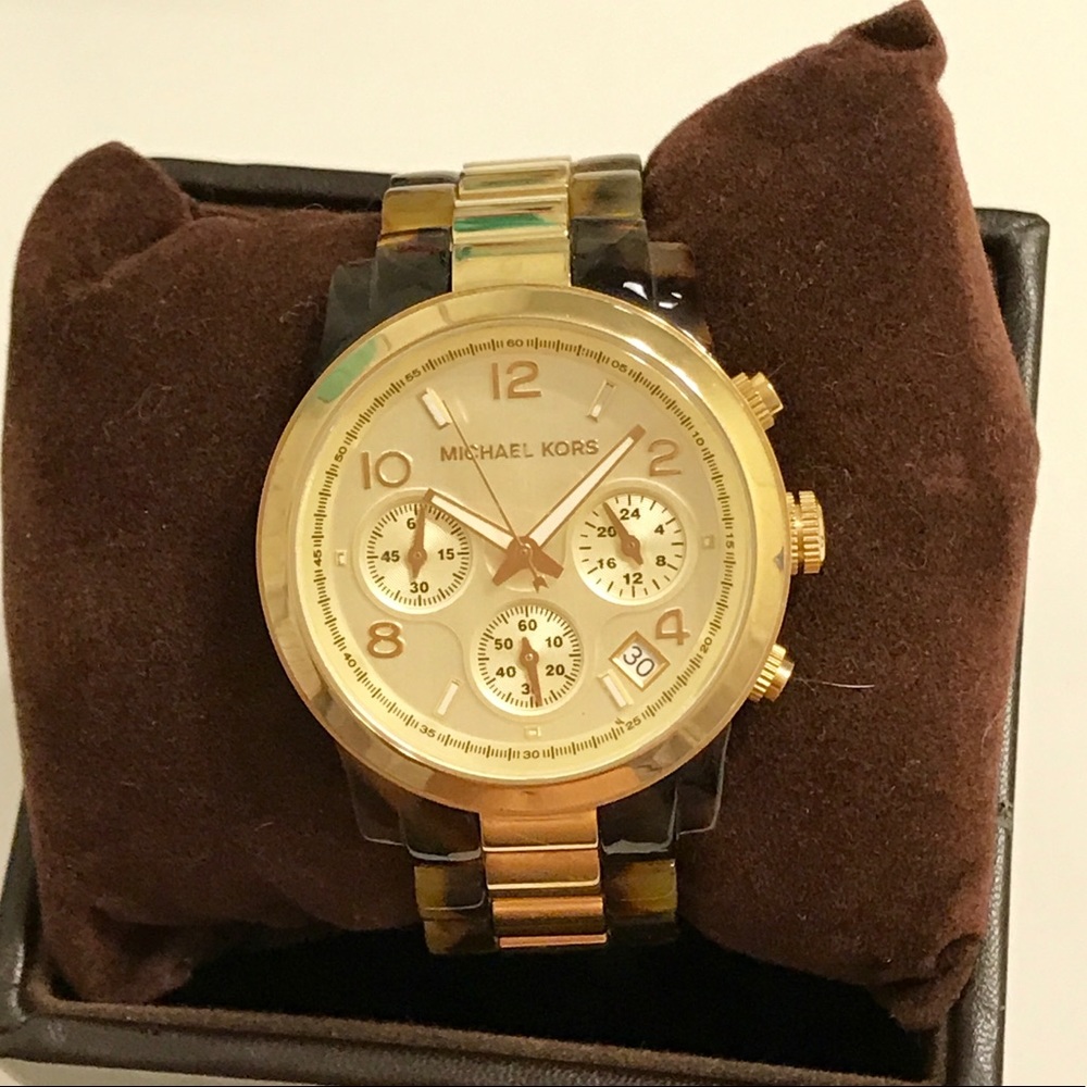 Michael Kors tortoise shell and gold watch