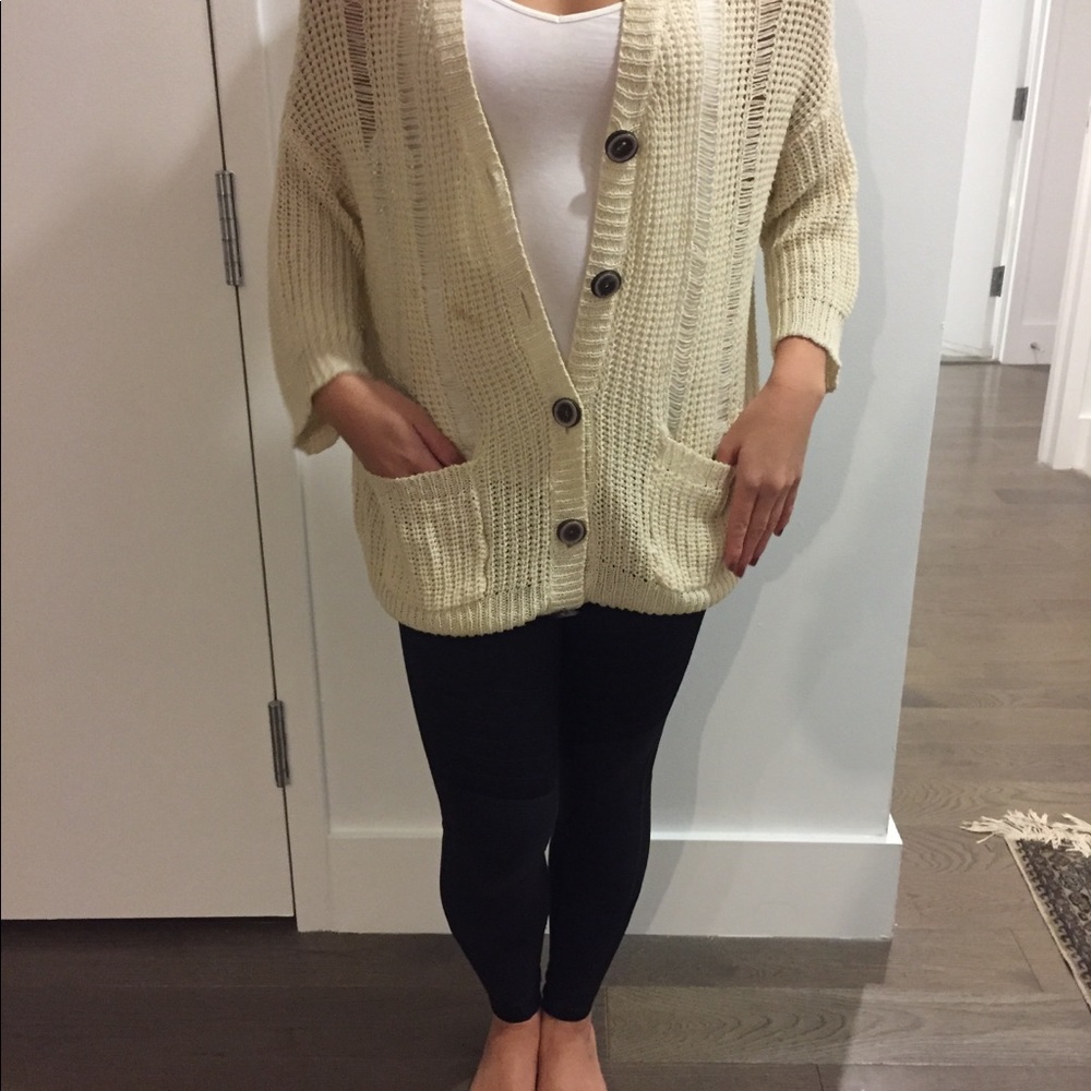 Neutral large knit cardigan-LF