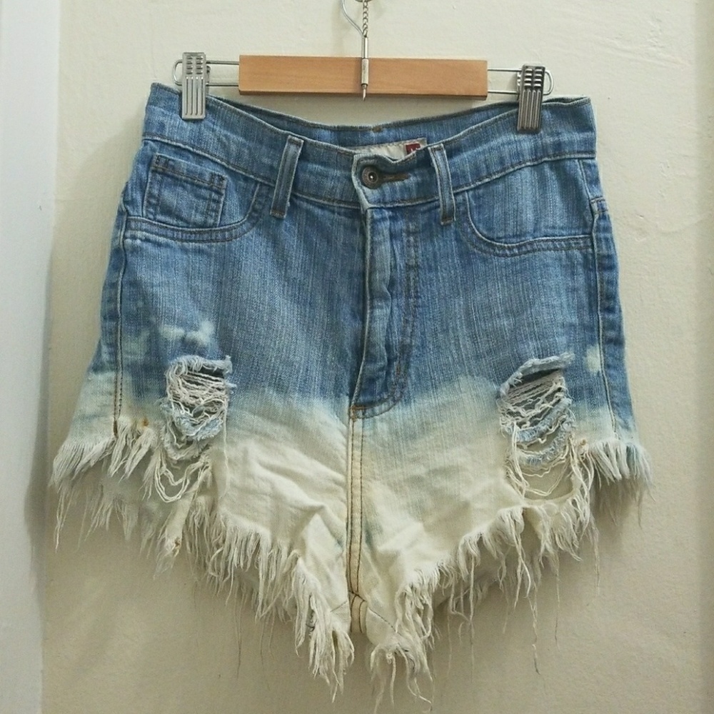 Hi-rise denim shorts