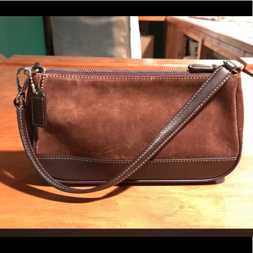 Suede Coach shoulder bag