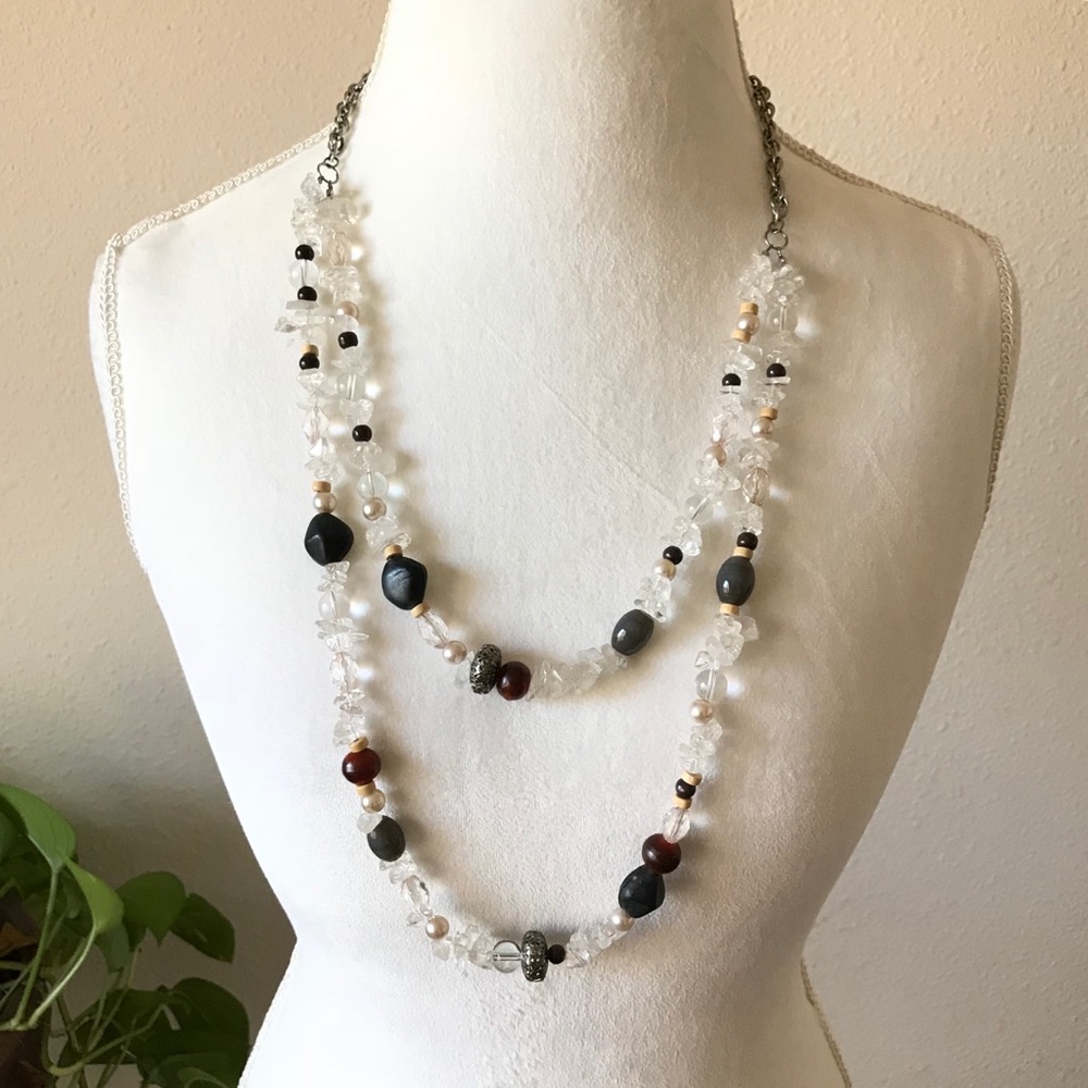 Double Strand Station Beaded Necklace