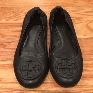 Tory Burch Black Leather Reva Flats Size 10
